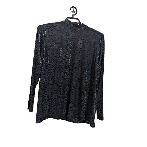 Lane Bryant Womens Size 26/28Long Sleeve  Velour Blouse  Green Leopard Print - Picture 4 of 8